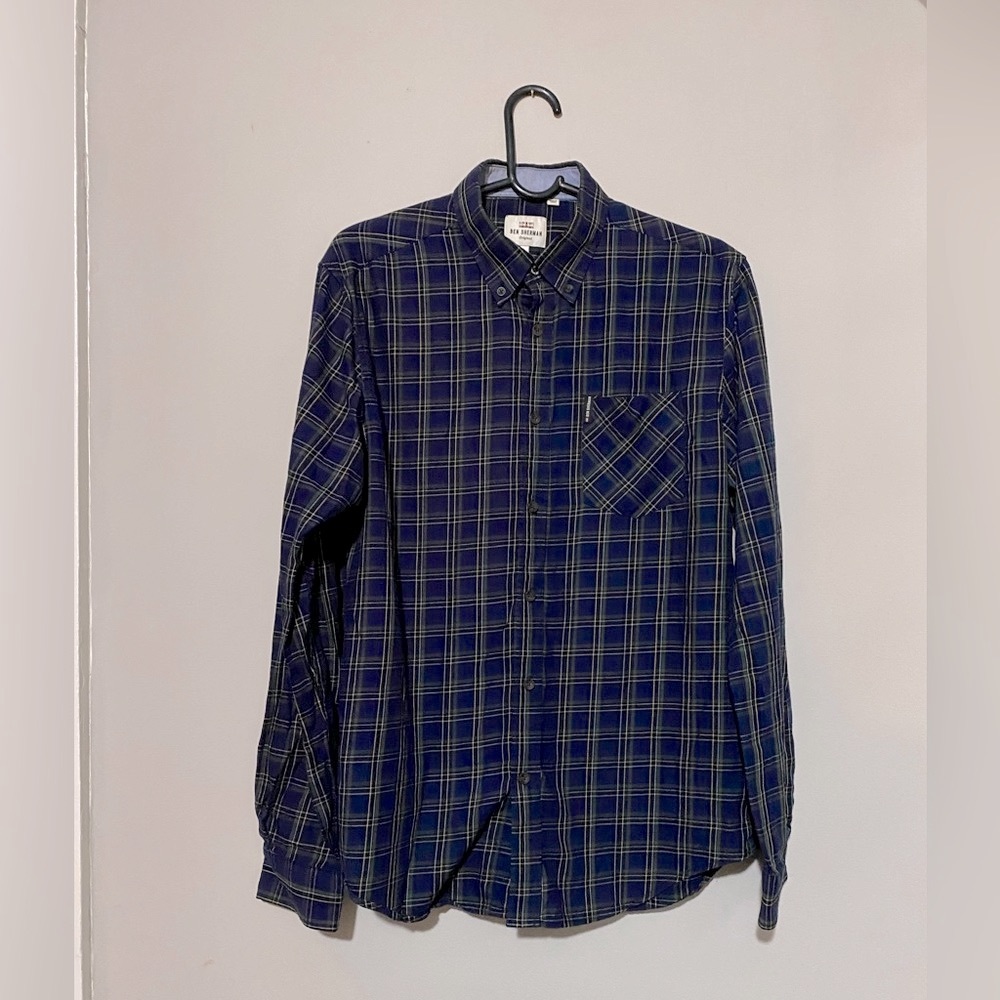 Mens Ben Sherman Plaid Button Down Shirt Sz L